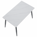 Étkezőasztal, fehér márvány/fekete, 121x71 cm, FLORENC TYP 1