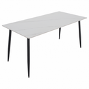 Étkezőasztal, fehér márvány/fekete, 160x80 cm, FLORENC TYP 2