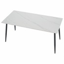 Étkezőasztal, fehér márvány/fekete, 160x80 cm, FLORENC TYP 2