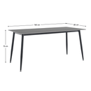 Étkezőasztal, szürke márvány/fekete, 160x80 cm, FLORENC TYP 2