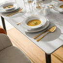 Étkezőasztal, fehér márvány/fekete, 121x71 cm, FLORENC TYP 1