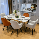 Étkezőasztal, fehér márvány/fekete, 160x80 cm, FLORENC TYP 2