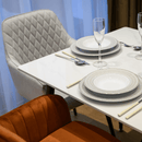 Étkezőasztal, fehér márvány/fekete, 160x80 cm, FLORENC TYP 2