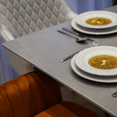 Étkezőasztal, szürke márvány/fekete, 160x80 cm, FLORENC TYP 2