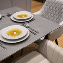 Étkezőasztal, szürke márvány/fekete, 160x80 cm, FLORENC TYP 2