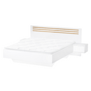 Ágy + 2x éjjeliszekrény, fehér/artisan tölgy, 160x200, FLORENS