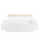 Ágy + 2x éjjeliszekrény, fehér/artisan tölgy, 180x200, FLORENS