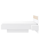 Ágy + 2x éjjeliszekrény, fehér/artisan tölgy, 160x200, FLORENS