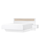 Ágy + 2x éjjeliszekrény, fehér/artisan tölgy, 180x200, FLORENS