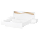 Ágy + 2x éjjeliszekrény, fehér/artisan tölgy, 160x200, FLORENS