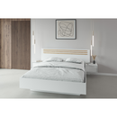 Ágy + 2x éjjeliszekrény, fehér/artisan tölgy, 180x200, FLORENS