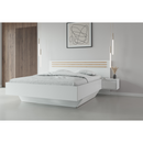 Ágy + 2x éjjeliszekrény, fehér/artisan tölgy, 180x200, FLORENS