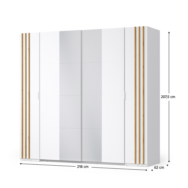 Szekrény, 2D, fehér/artisan tölgy, FLORENS