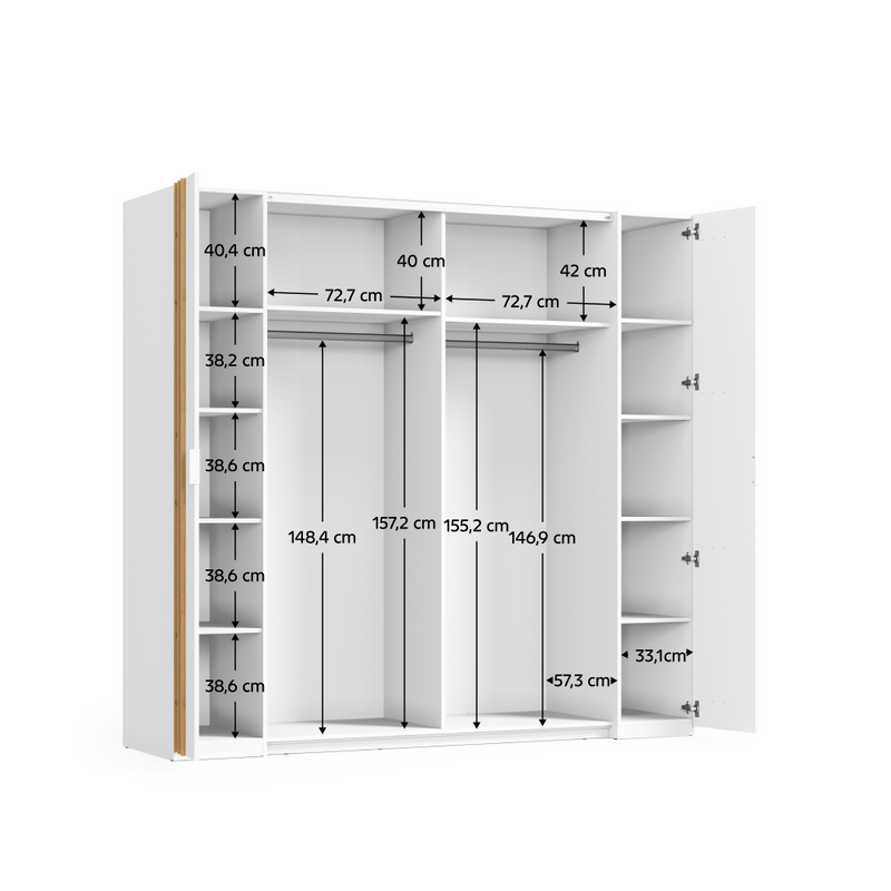 Szekrény, 2D, fehér/artisan tölgy, FLORENS