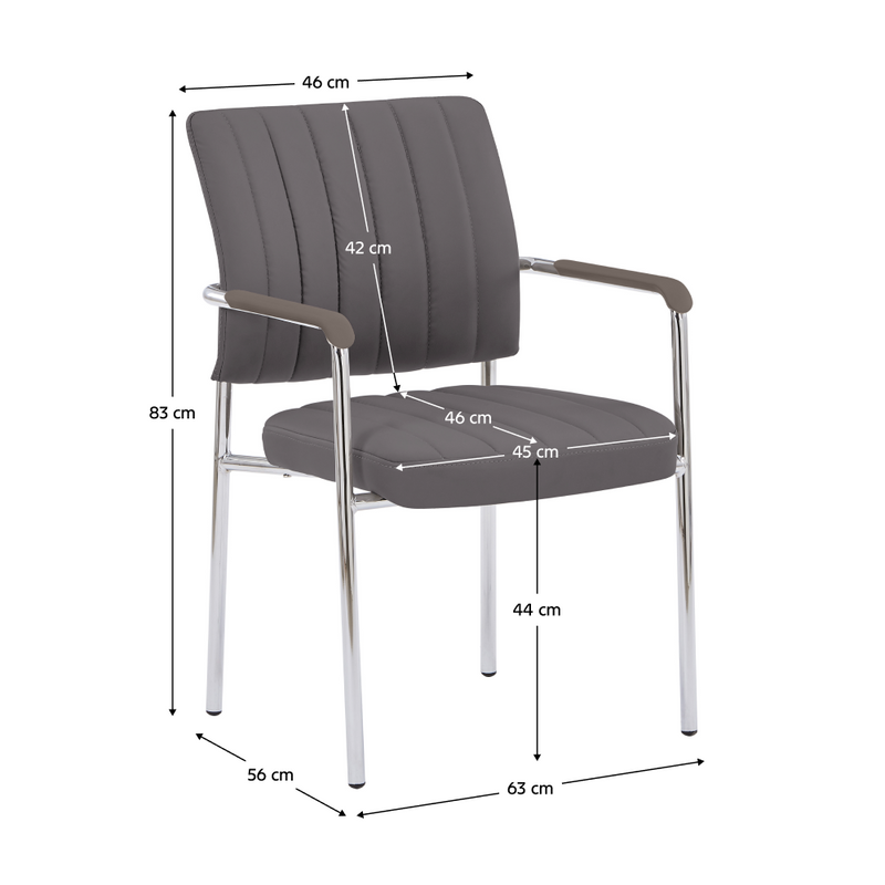 Tárgyalószék, szürkésbarna Taupe, ekobőr/króm, FLORIN