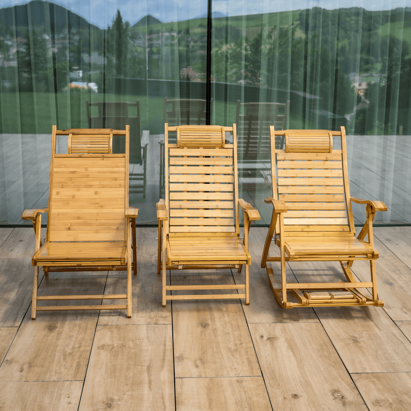 Kerti állítható szék, természetes, bambusz, VARDON