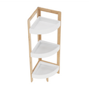 Sarokpolc, fehér/természetes bambusz, FONG