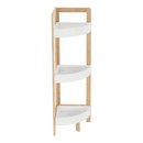 Sarokpolc, fehér/természetes bambusz, FONG