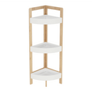 Sarokpolc, fehér/természetes bambusz, FONG