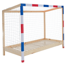 Montessori ágy, természetes/fehér/kék/piros, 90x200, FUTAL
