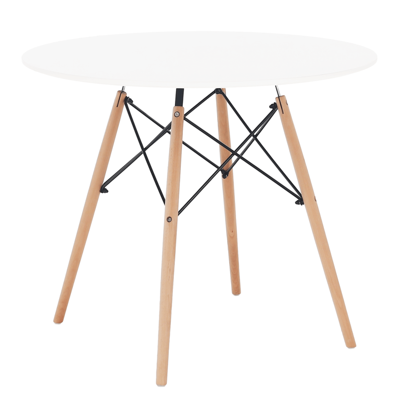 Étkezőasztal,  fehér/bükk, átmérő 90 cm, GAMIN 2 NEW 90