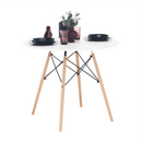 Étkezőasztal,  fehér/bükk, átmérő 90 cm, GAMIN 2 NEW 90