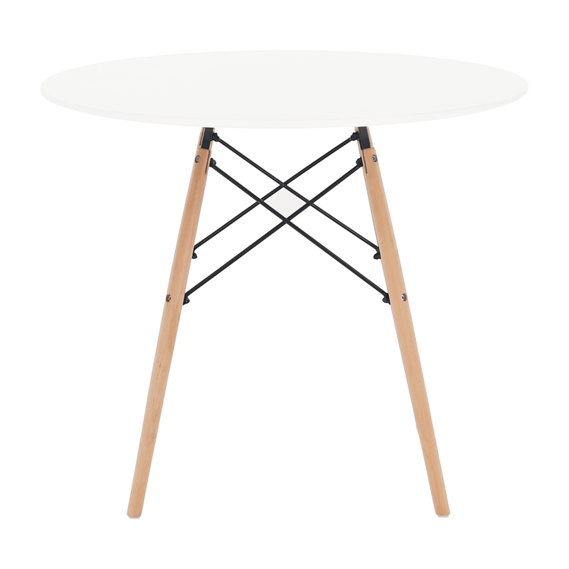Étkezőasztal,  fehér/bükk, átmérő 90 cm, GAMIN 2 NEW 90