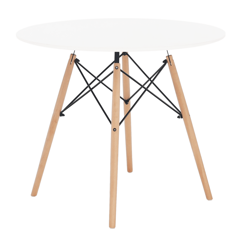 Étkezőasztal,  fehér/bükk, átmérő 90 cm, GAMIN 2 NEW 90
