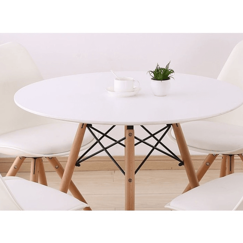 Étkezőasztal,  fehér/bükk, átmérő 80 cm, GAMIN 2 NEW 80