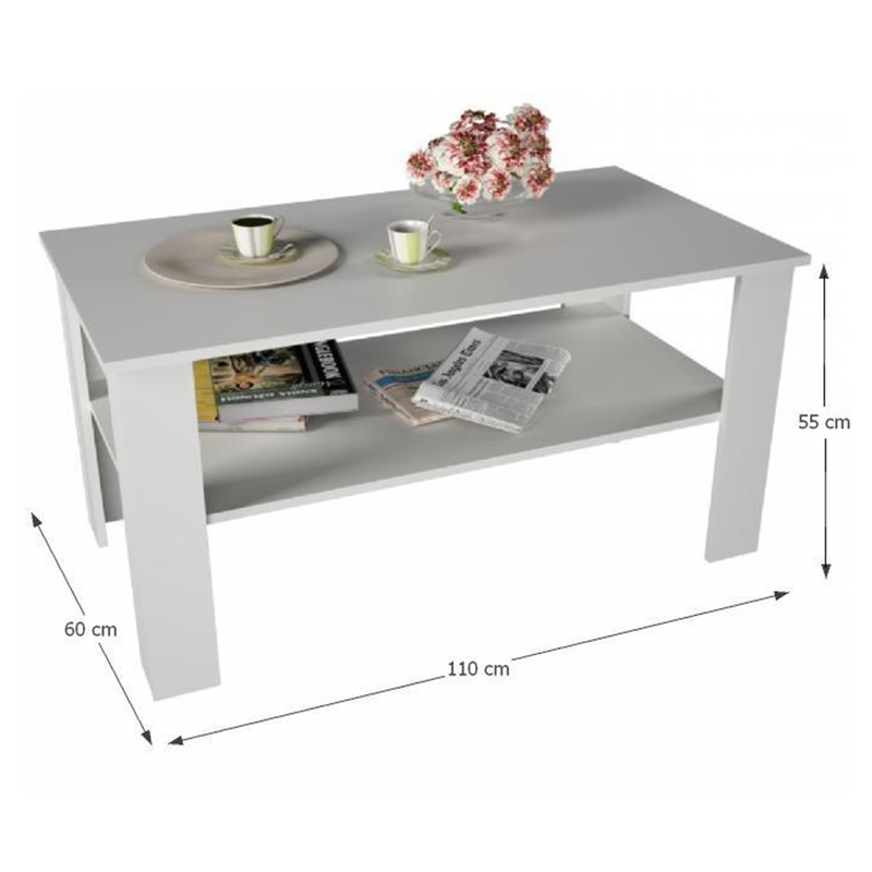 Dohányzóasztal, fehér, GAUDI