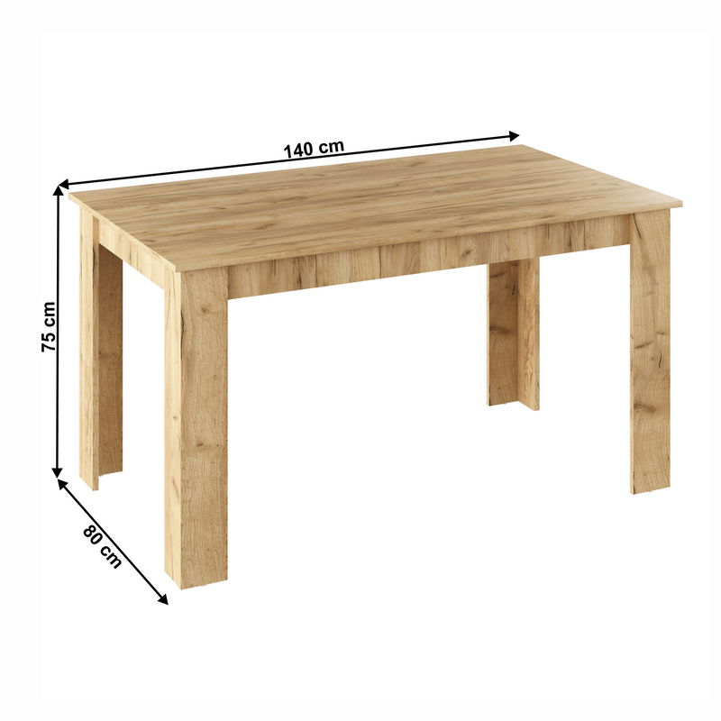 Étkezőasztal, artisan tölgy, 140x80 cm, GENERAL NEW