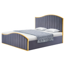 Ágy ráccsal, 160x200, sötétszürke Velvet szövet/gold arany króm, GEORGIA