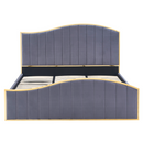 Ágy ráccsal, 180x200, sötétszürke Velvet szövet/gold arany króm, GEORGIA