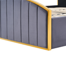 Ágy ráccsal, 160x200, sötétszürke Velvet szövet/gold arany króm, GEORGIA