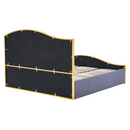 Ágy ráccsal, 180x200, sötétszürke Velvet szövet/gold arany króm, GEORGIA