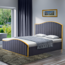 Ágy ráccsal, 160x200, sötétszürke Velvet szövet/gold arany króm, GEORGIA