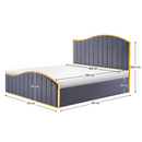 Ágy ráccsal, 160x200, sötétszürke Velvet szövet/gold arany króm, GEORGIA