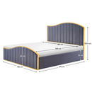 Ágy ráccsal, 180x200, sötétszürke Velvet szövet/gold arany króm, GEORGIA