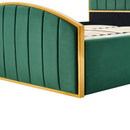 Ágy ráccsal, 160x200, zöld Velvet szövet/gold arany króm, GEORGIA