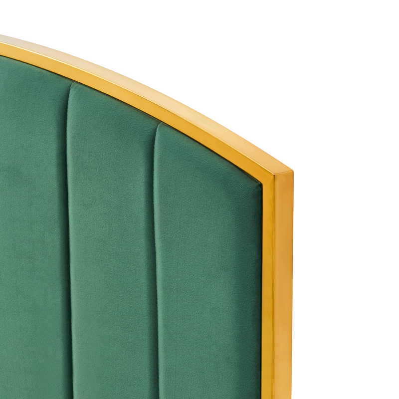 Ágy ráccsal, 180x200, zöld Velvet szövet/gold arany króm, GEORGIA