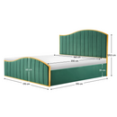 Ágy ráccsal, 160x200, zöld Velvet szövet/gold arany króm, GEORGIA