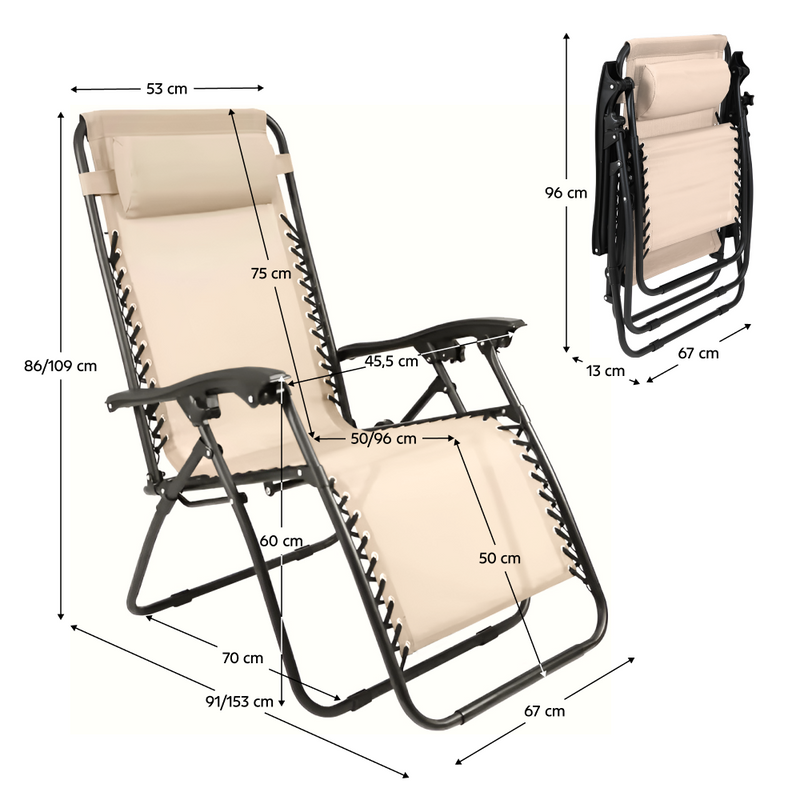 Kerti állítható szék, bézs, GERALD NEW