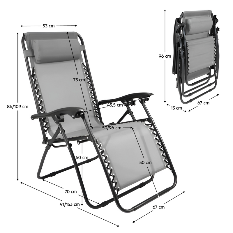Kerti állítható szék, világosszürke, GERALD NEW
