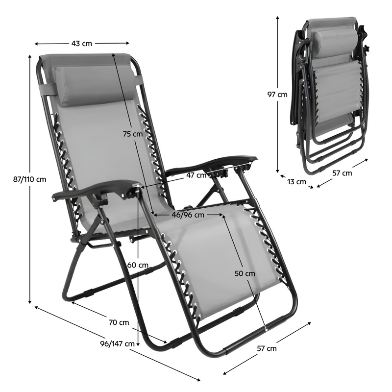 Kerti állítható szék, világosszürke, GERALD NEW