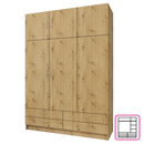 Ruhásszekrény, háromajtós, artisan tölgy, GERI NEW