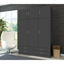 Ruhásszekrény, háromajtós, grafit, GERI NEW