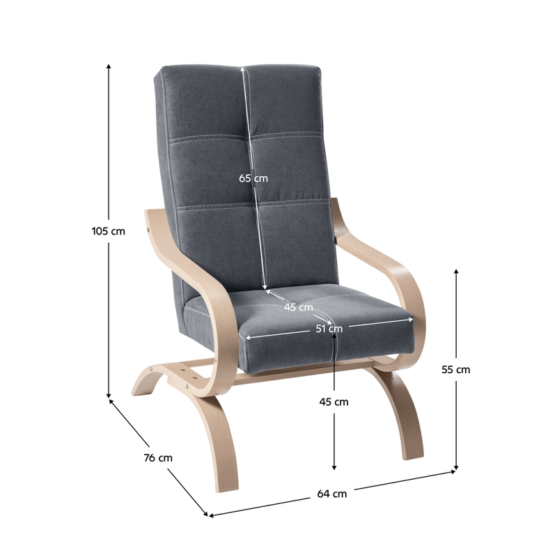 Fotel, szürke/bükk, GINY