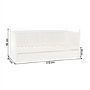 Ágy pótággyal, tűnyalábos fenyőfa, fehér, 90x200, GLAMIS