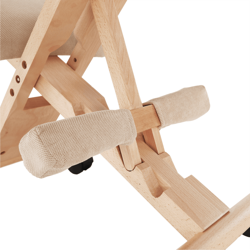 Ergonomikus térdelőszék, krémszínű/bükkfa, GROCO