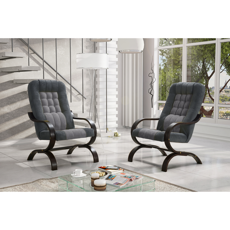 Fotel, világosszürke/sötétszürke/dió, GURU